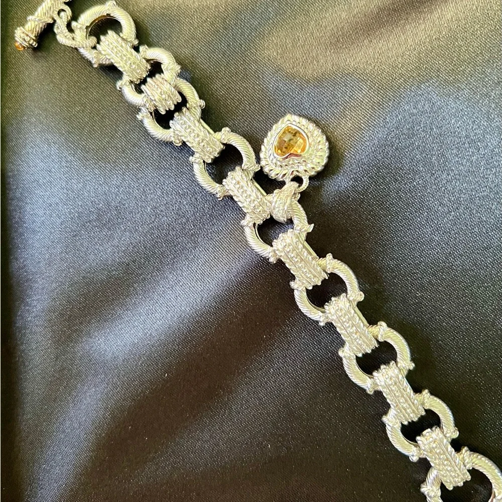 Judith Ripka Sterling silver Bracelet with Heart toggle (yellow topaz stone) - Picture 6 of 8